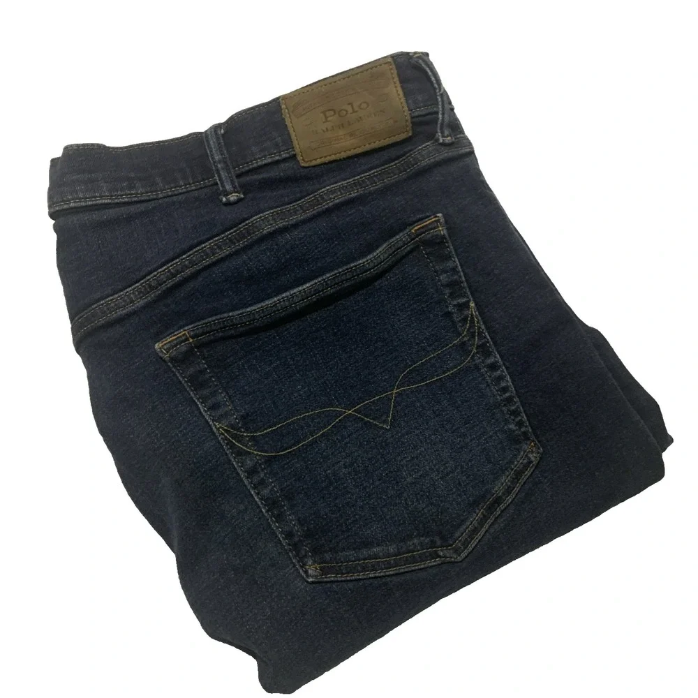 Polo Ralph Lauren Jeans Mens 42Tx36 Hampton Relaxed Straight Blue Denim RN41381